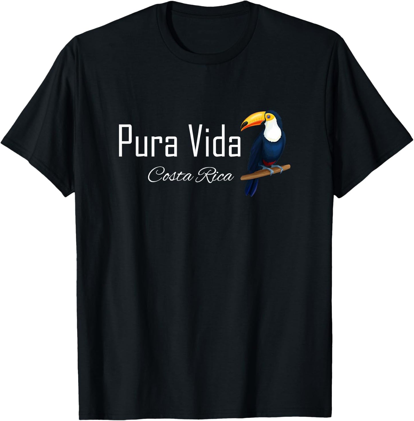 Pura Vida Costa Rica with Tropical Toucan Bird Pura Vida T-Shirt - T-Shirt | Black