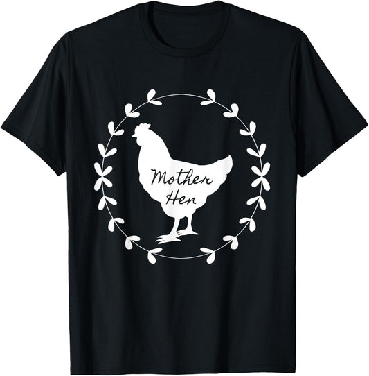 Mother Hen, beautiful country garland vintage chicken T-Shirt - T-Shirt | Black