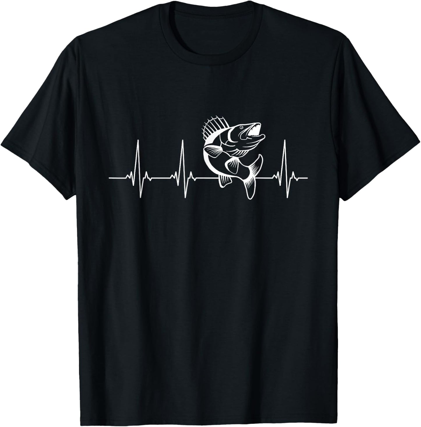 Walleye heartbeat T-Shirt - T-Shirt | Black