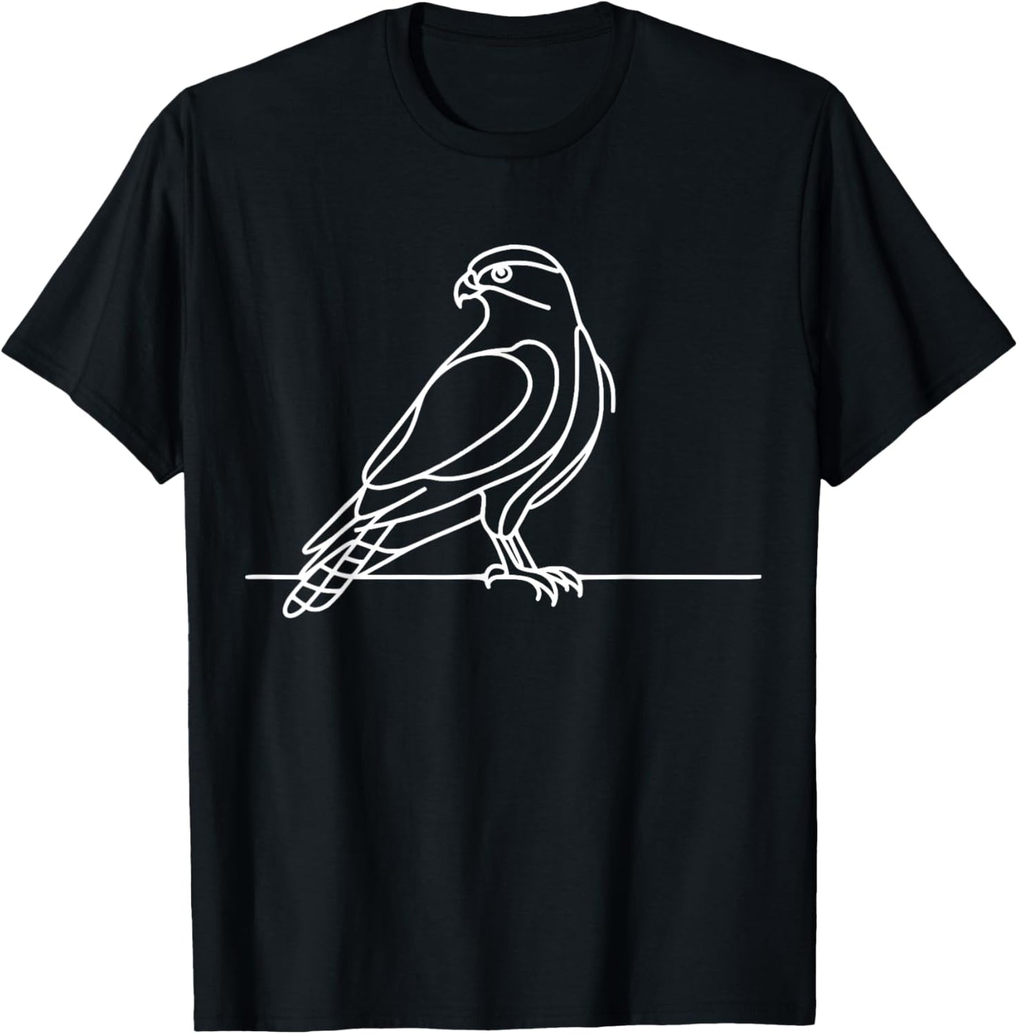 Line Art Bird & Ornithologist Cooper'S Hawk T-Shirt - T-Shirt | Black