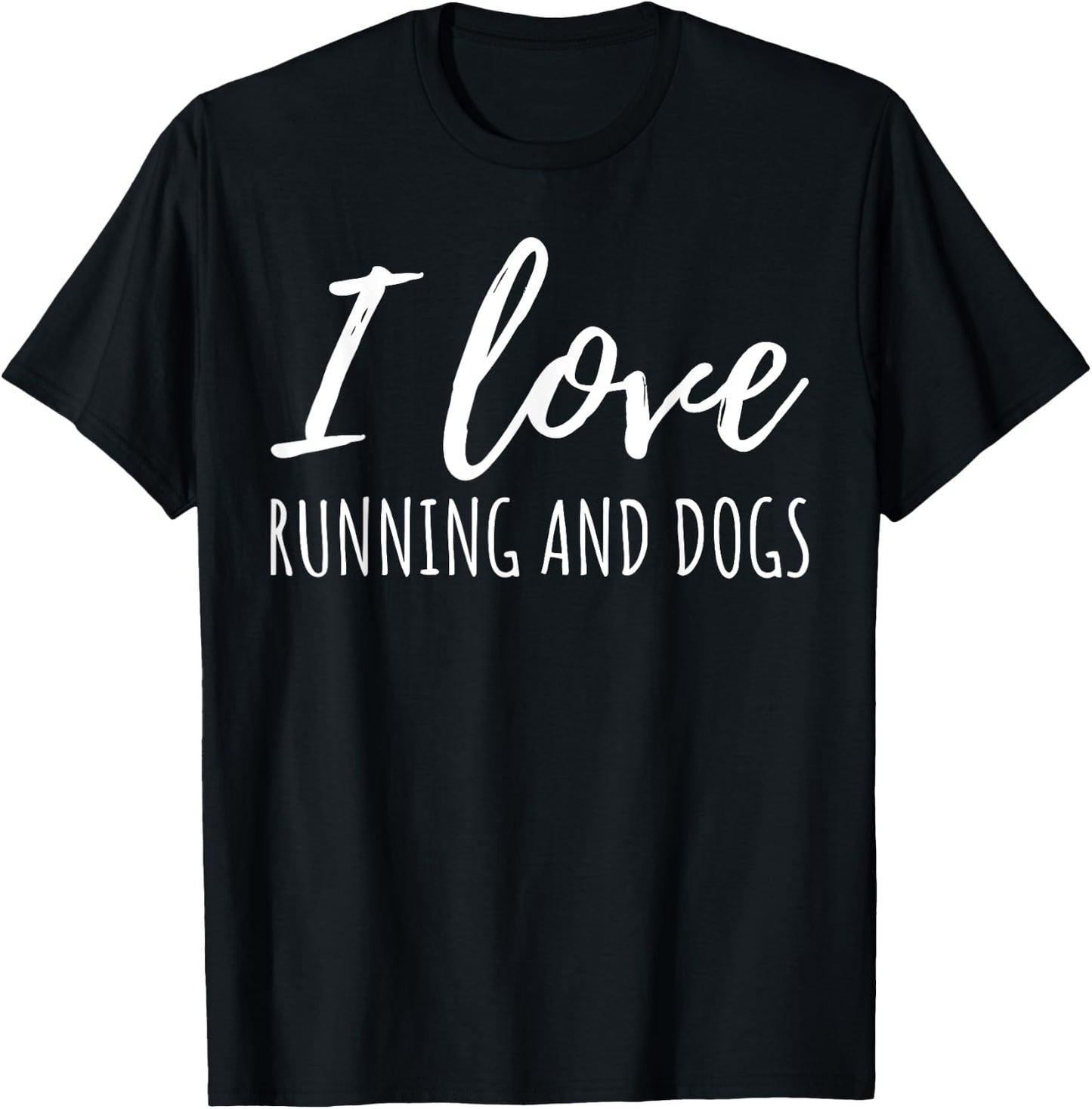 I love running and dogs Gift dog lover women men T-Shirt - T-Shirt | Black