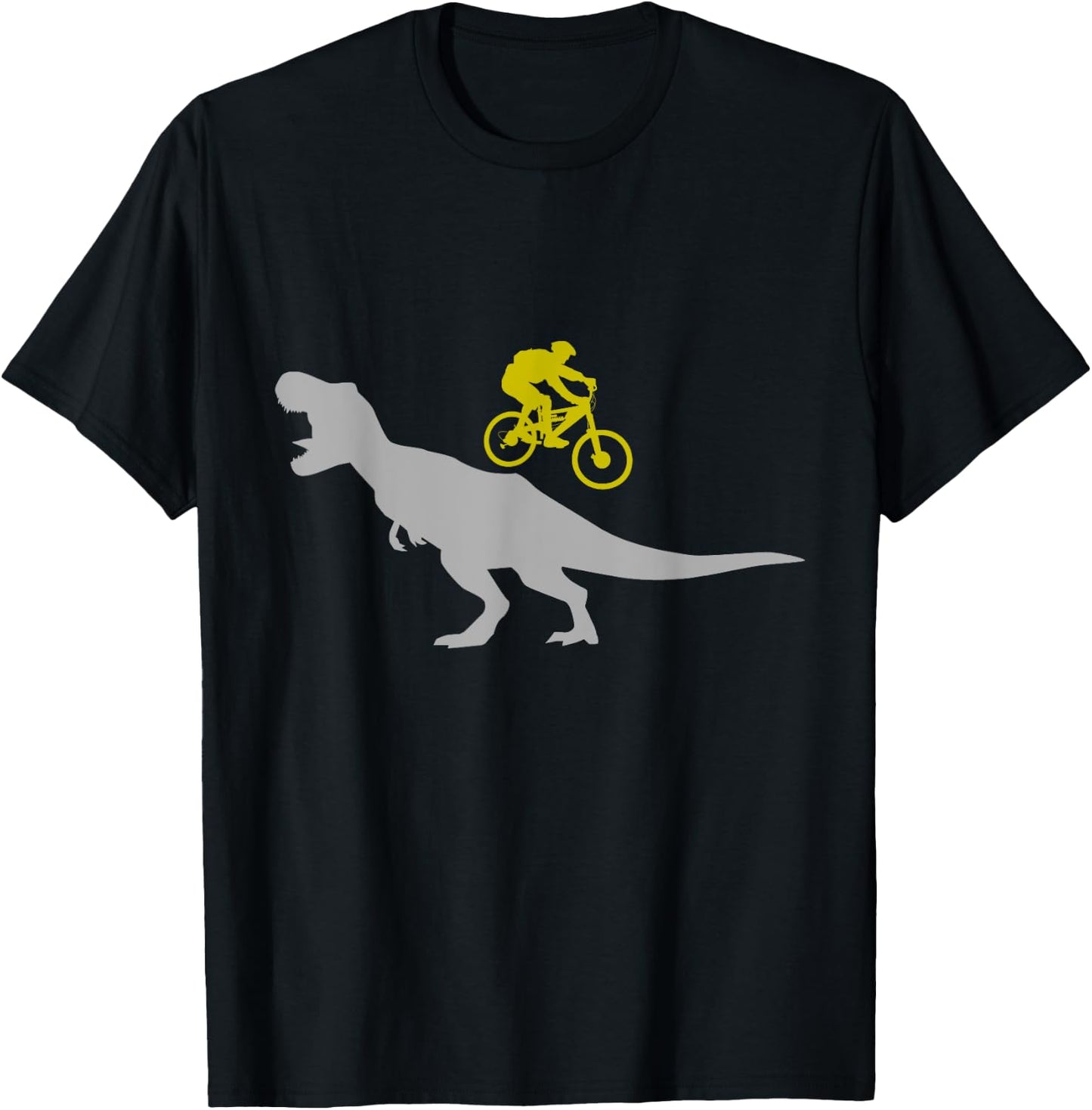 Mountain Bike with T-Rex Dinosaur MTB Mountain Biking T-Shirt - T-Shirt | Black