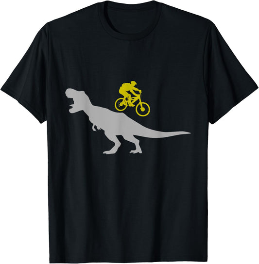 Mountain Bike with T-Rex Dinosaur MTB Mountain Biking T-Shirt - T-Shirt | Black