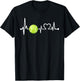 Funny Tennis Coach & Player Gift | Love Tennis Heartbeat T-Shirt - T-Shirt | Black
