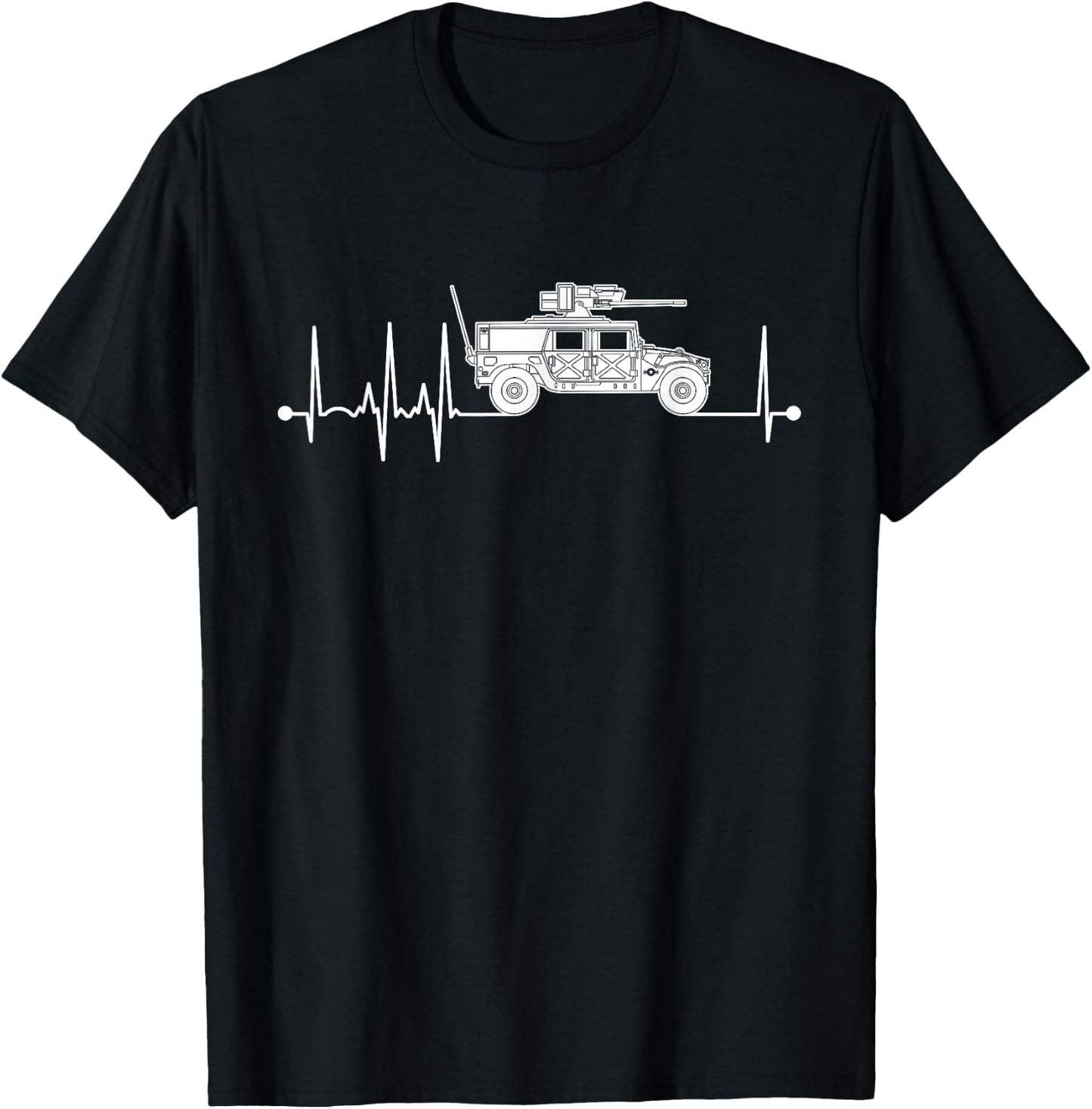 Humvee Heartbeat Military Pulse ECG Humvee T-Shirt - T-Shirt | Black