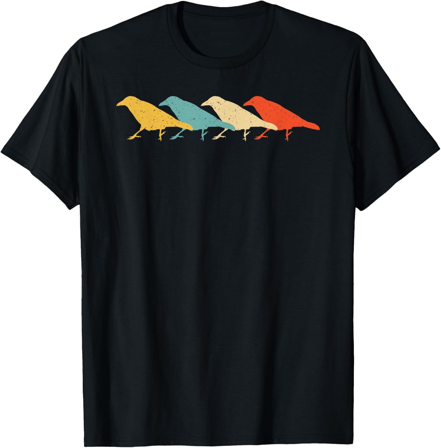 Crow Vintage Retro Raven Bird Lover 60s 70s Gift T-Shirt - T-Shirt | Black