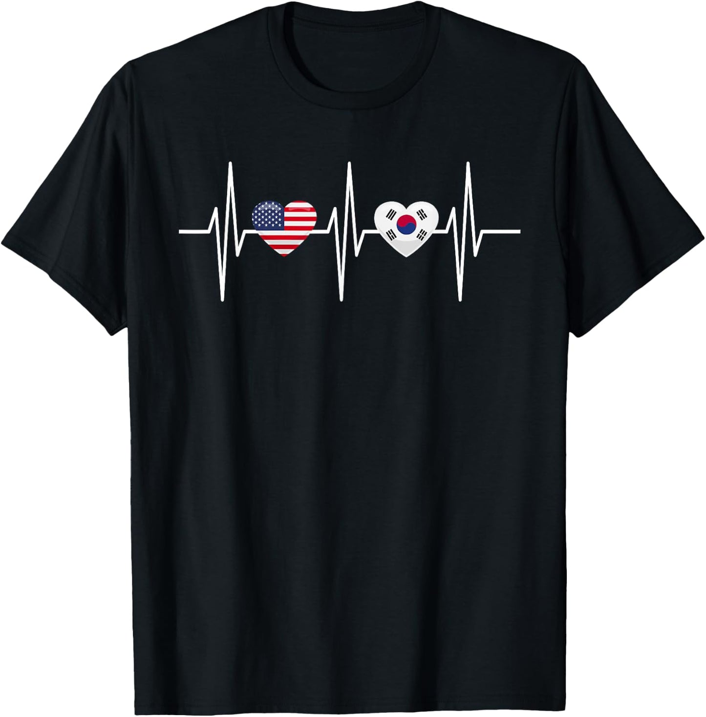 USA South Korea Shirt America Republic of Korea Heart Flag T-Shirt - T-Shirt | Black