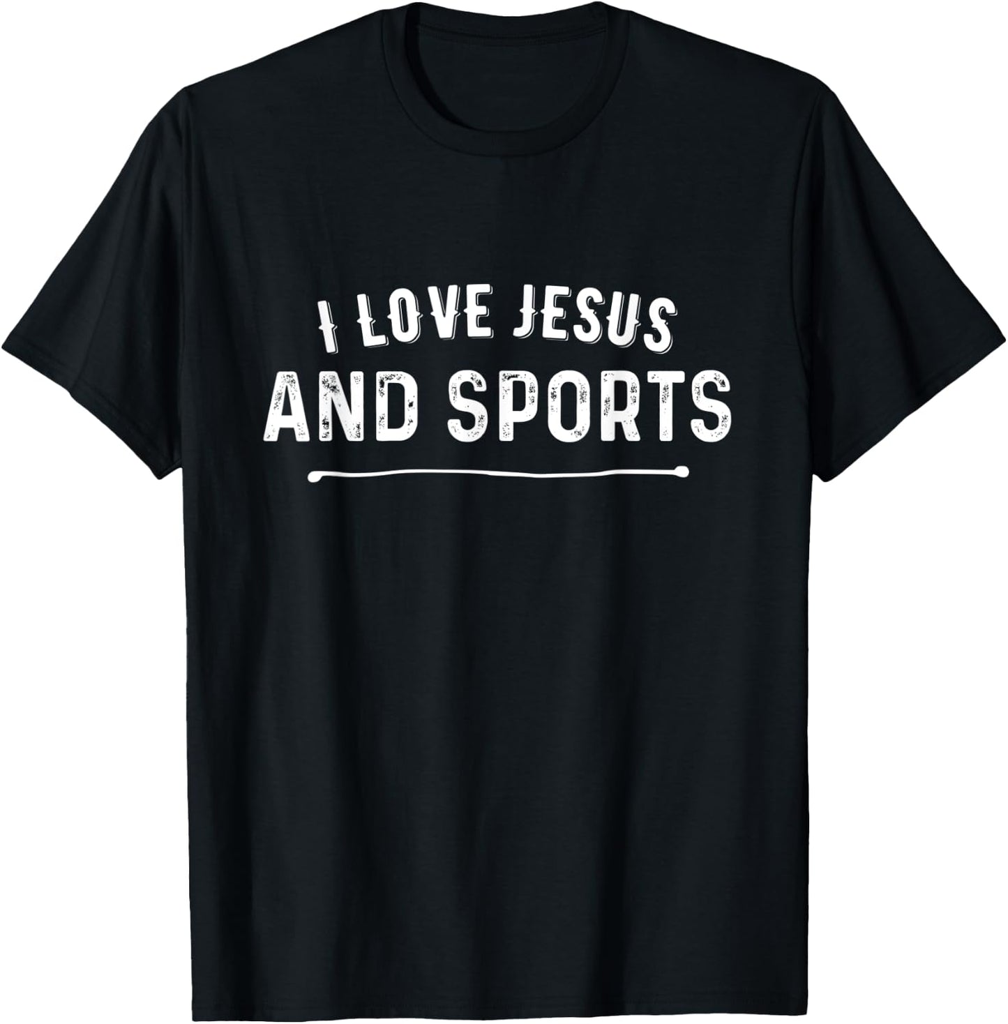 I Love Jesus and Sports Christian Athlete Faith Deluxe T-Shirt - T-Shirt | Black