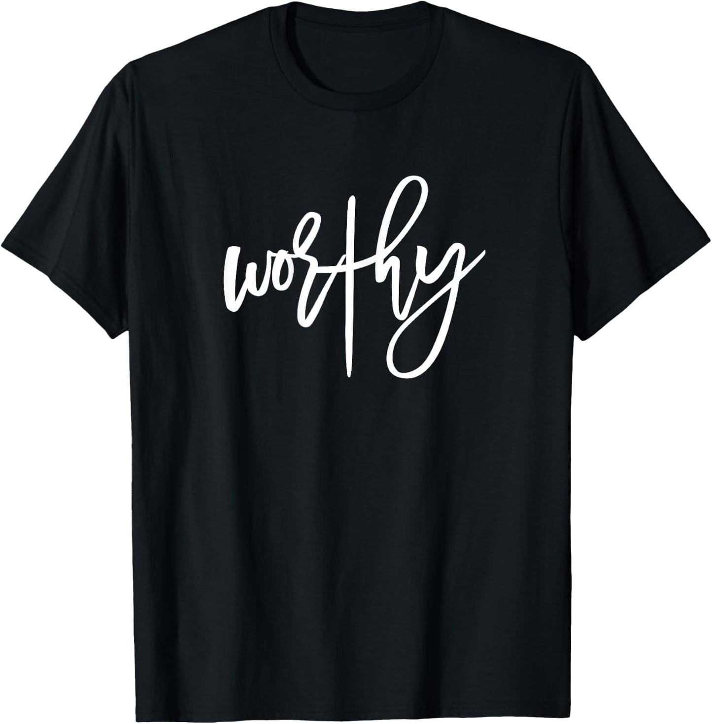 Worthy Cross Design Inspirational Saying Women Empowerment T-Shirt - T-Shirt | Black
