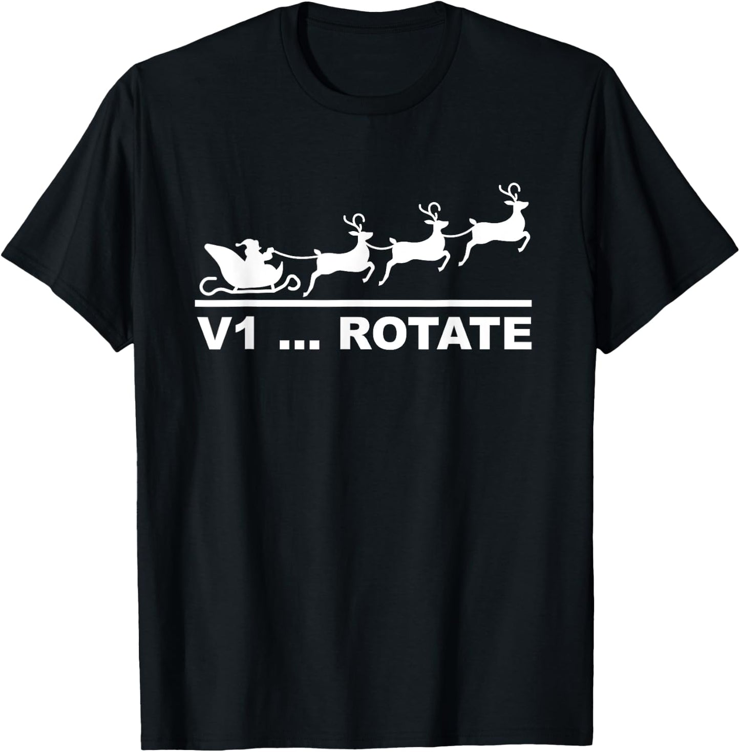 Santa Take Off Sleigh V1 Rotate Funny Pilot Christmas Gifts T-Shirt - T-Shirt | Black