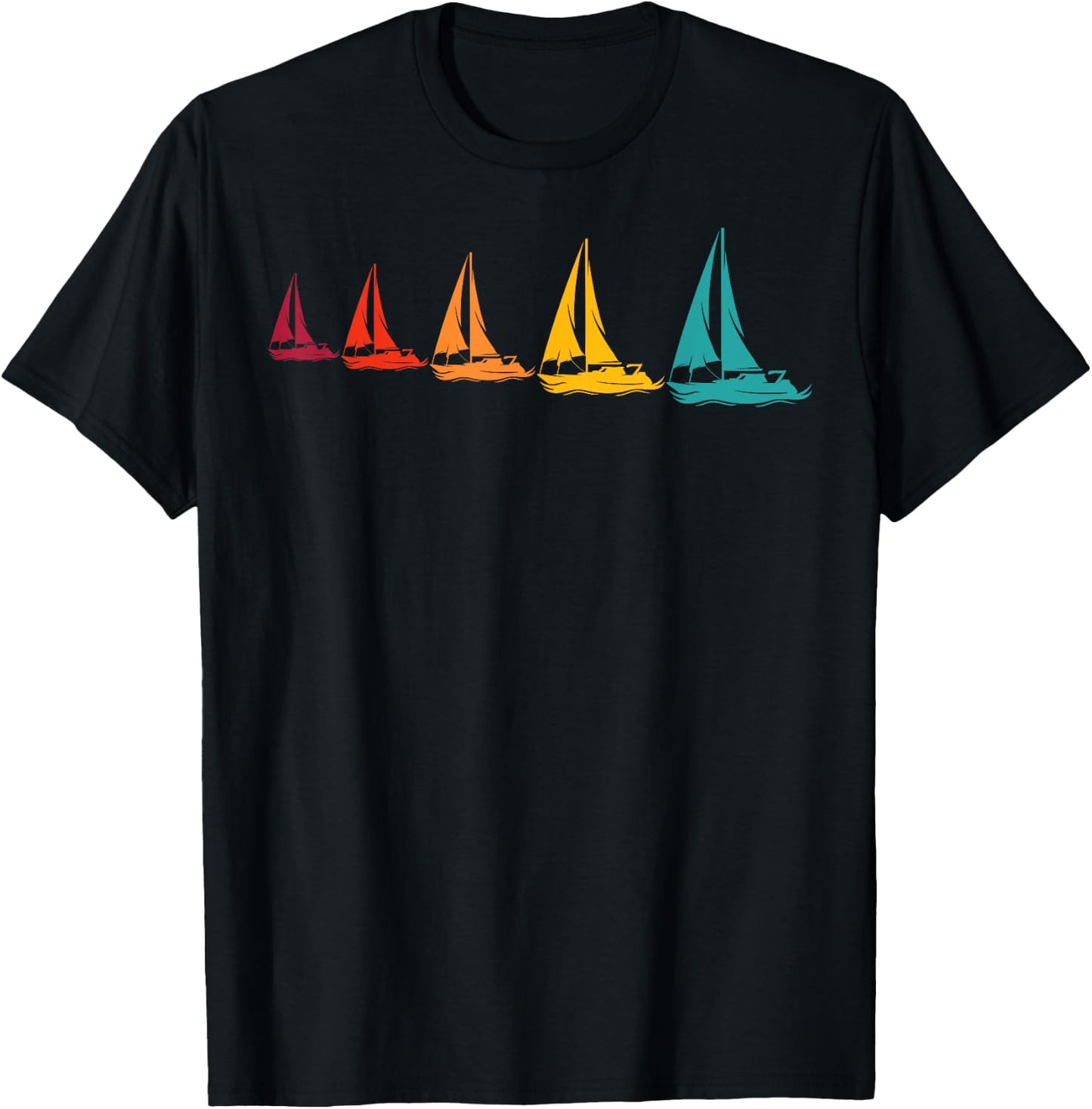 Sailboats Graphic For Sailors Retro Sailing T-Shirt - T-Shirt | Black