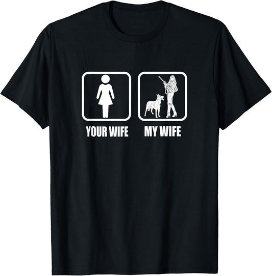 Your Wife - My Wife Dogs / Guns - Funny Husband Gun Loving T-Shirt - T-Shirt | Black