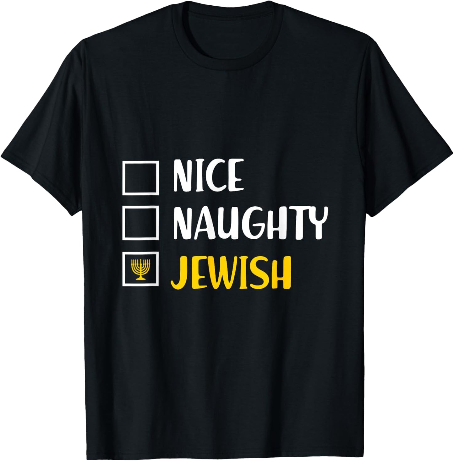 Funny Chanukah s Hanukkah Nice Naughty Jewish T-Shirt - T-Shirt | Black