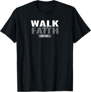 Bible Verse T S Scripture Christian Youth T Walk By Faith T T-Shirt - T-Shirt | Black