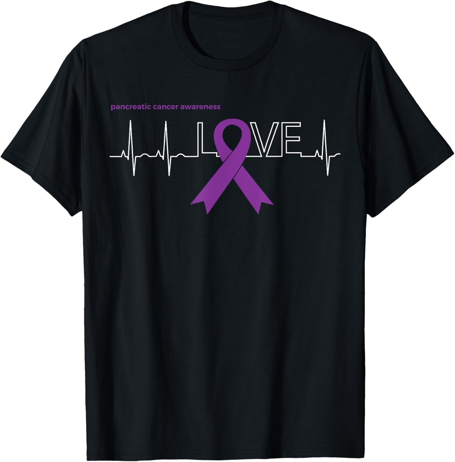 LOVE Ribbon Products Shirts for Pancreatic Cancer Awareness T-Shirt - T-Shirt | Black