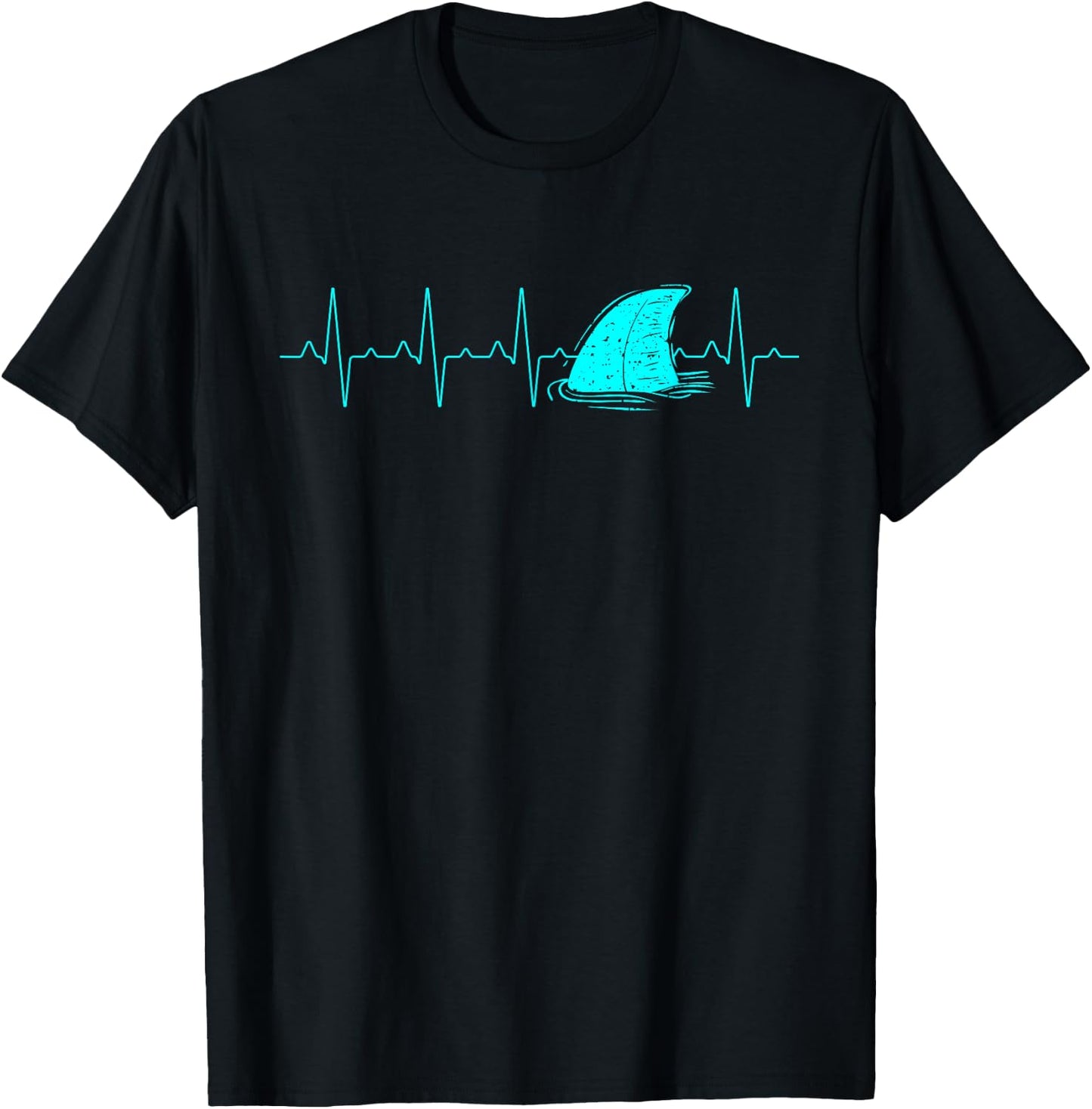 Ocean Animal Heartbeat Shark T-Shirt - T-Shirt | Black