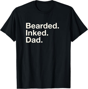 Bearded Inked Dad Father's Day Tattoo Lover Love Tattooed T-Shirt - T-Shirt | Black