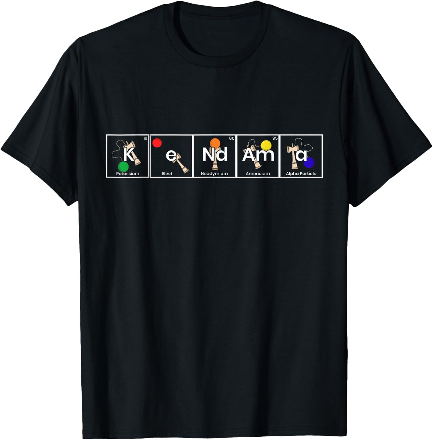 Kendama Elements Japanese Toy Sword And Ball Game Gift T-Shirt - T-Shirt | Black