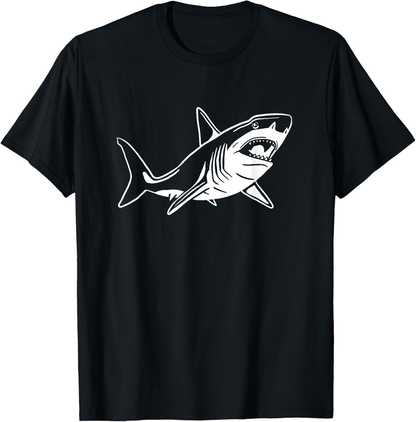 Shark Doodle Drawing / Shark Lover and Oceanic Life Fan T-Shirt - T-Shirt | Black