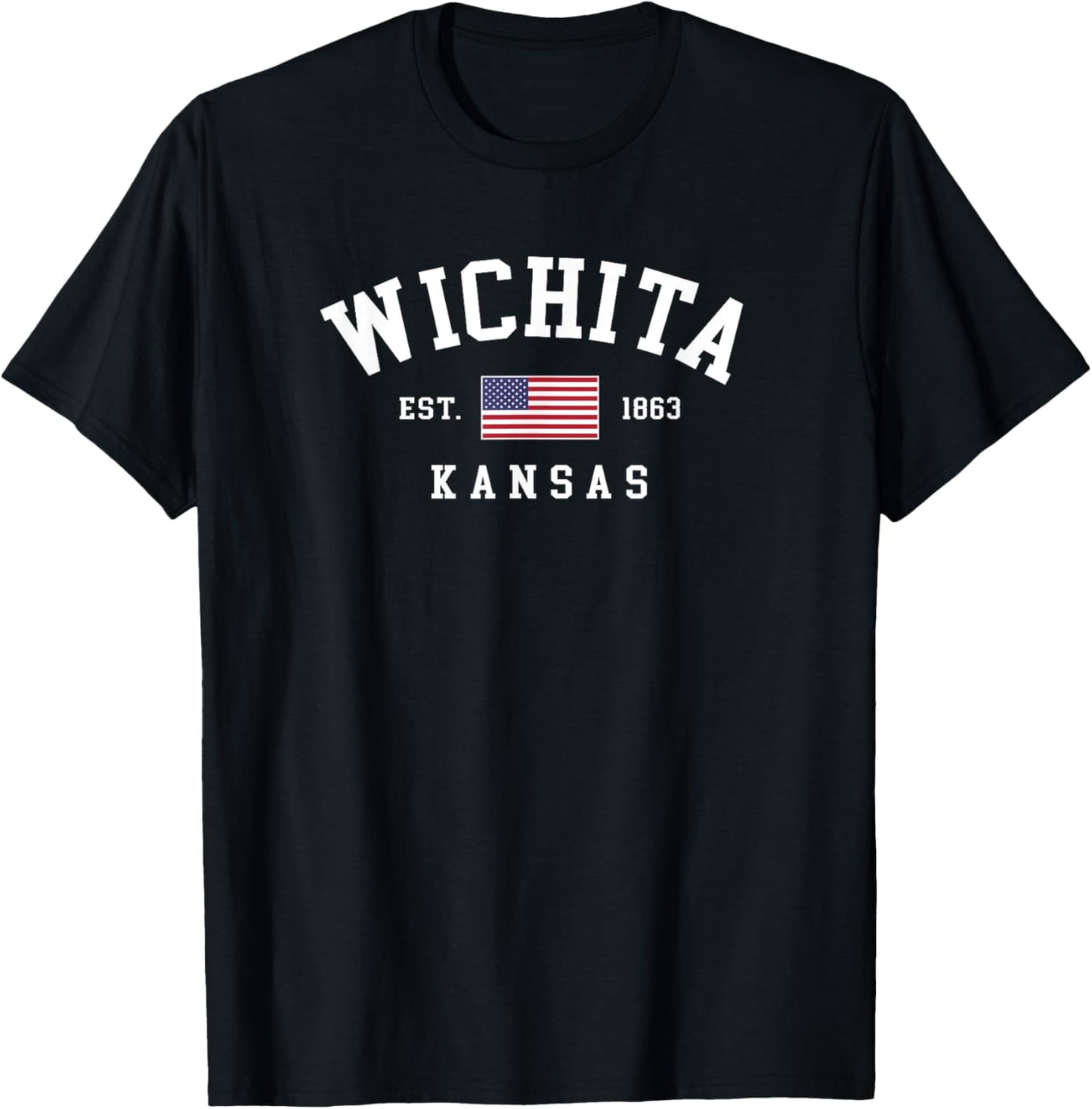 Vintage Wichita Kansas Souvenir July 4th US Flag Travel T-Shirt - T-Shirt | Black