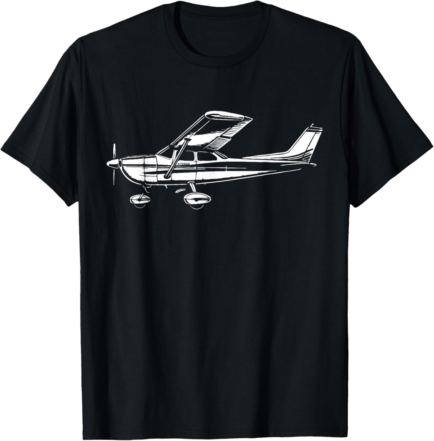 Pilot C172 Flying Airplane Over Mountains T-Shirt - T-Shirt | Black