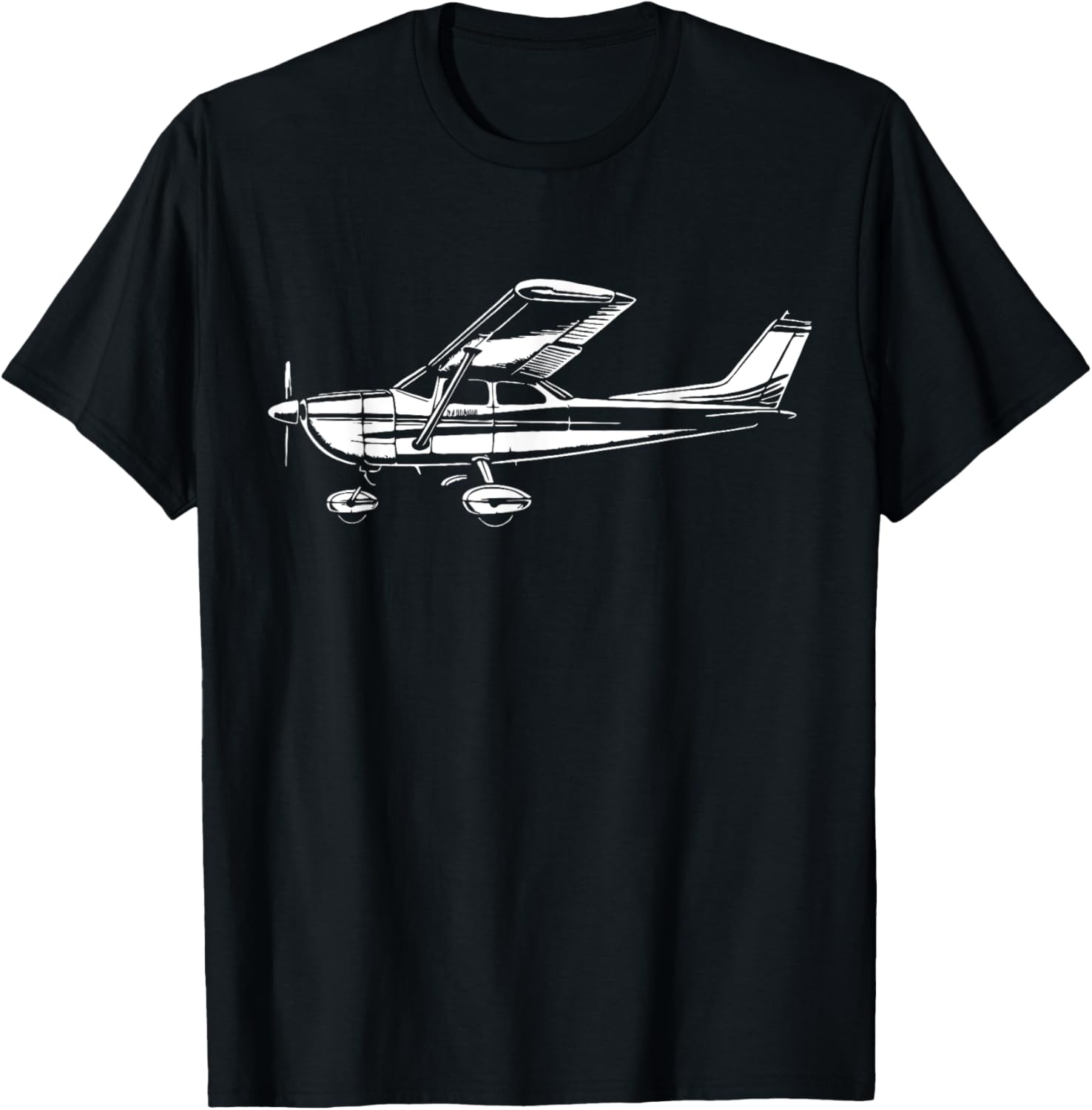 Pilot C172 Flying Airplane Over Mountains T-Shirt - T-Shirt | Black