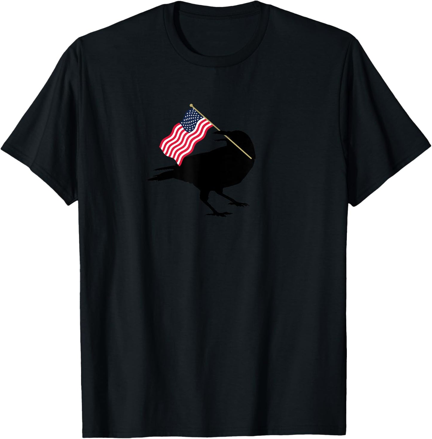 Patriotic Blackbird Crow with American Flag for Bird Lovers T-Shirt - T-Shirt | Black