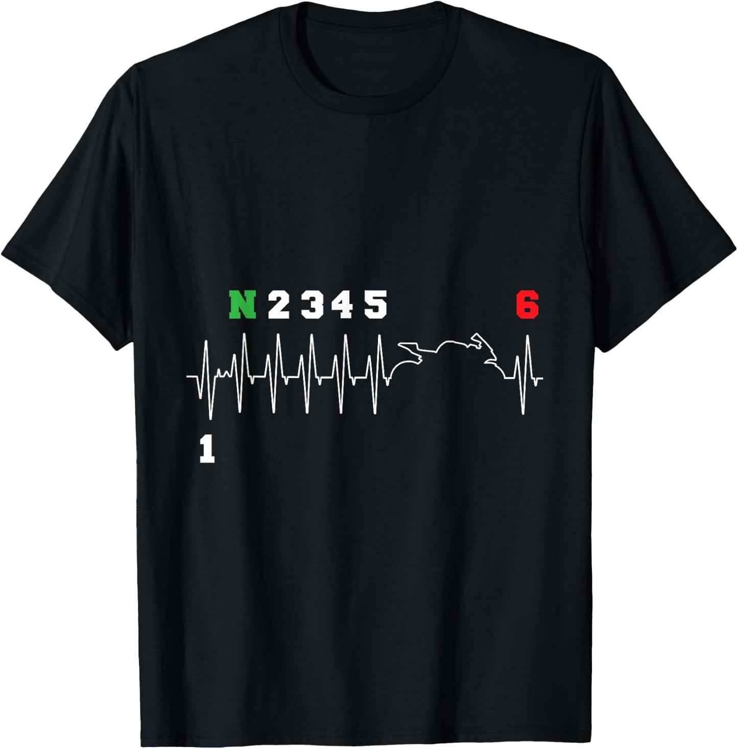 Motorcyclist Heartbeat ECG Motorcycle Bike Gearshift Biker T-Shirt - T-Shirt | Black