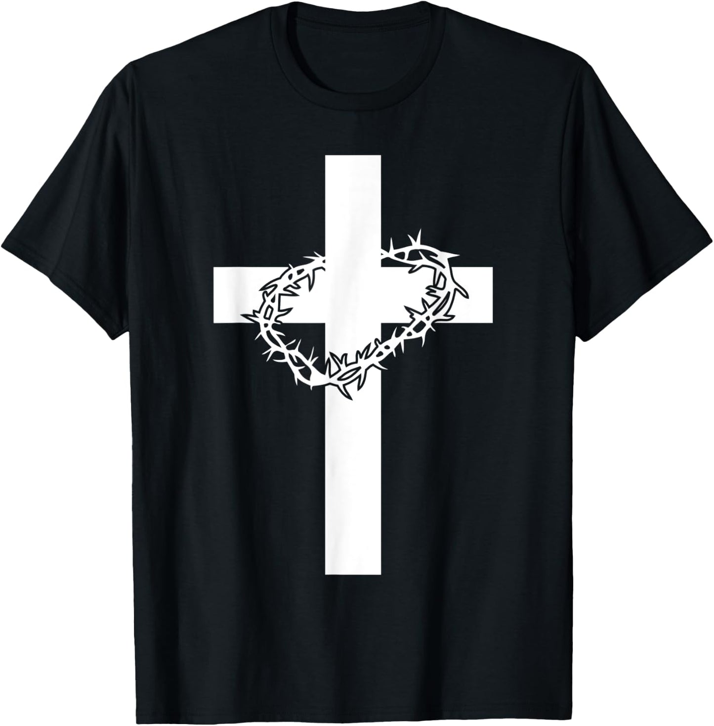 Cross Crown Of Thorns Jesus Christ Martyr Christianity T-Shirt - T-Shirt | Black