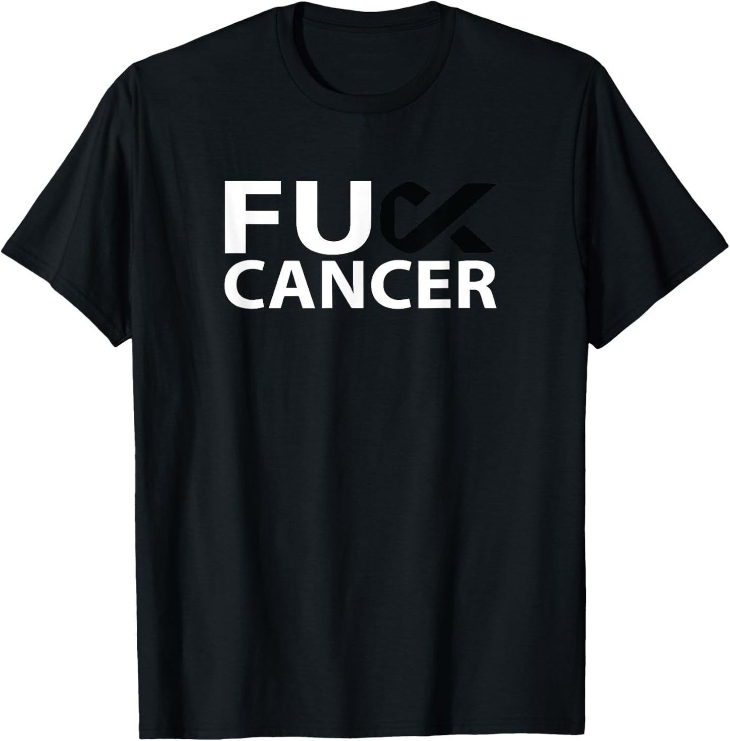 Fuck Melanoma Cancer F U FU Black Ribbon Cancer Awareness T-Shirt - T-Shirt | Black
