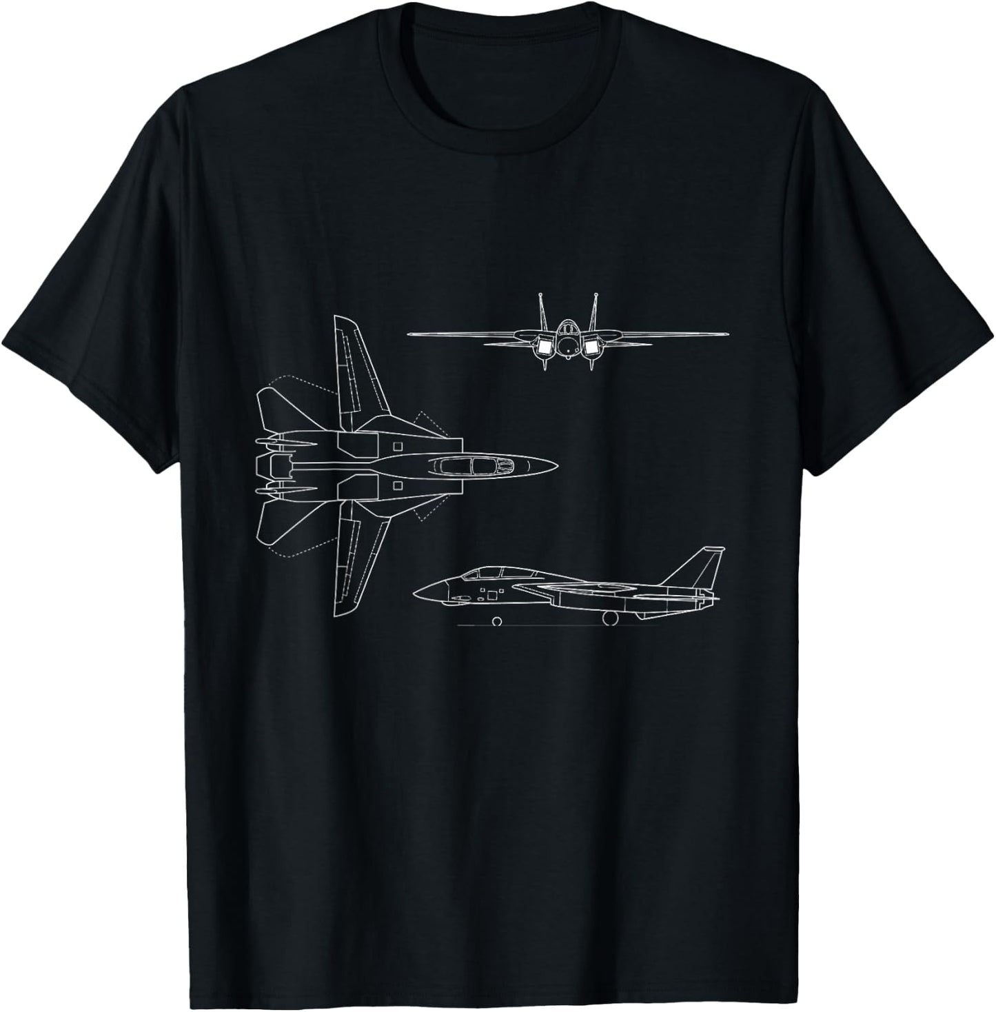 F14 Tomcat Navy Fighter Jet Diagram Blueprint Sketch T-Shirt - T-Shirt | Black