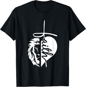 Lion Faith God Jesus Christ Christian Faith Religious T-Shirt - T-Shirt | Black