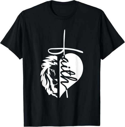 Lion Faith God Jesus Christ Christian Faith Religious T-Shirt - T-Shirt | Black
