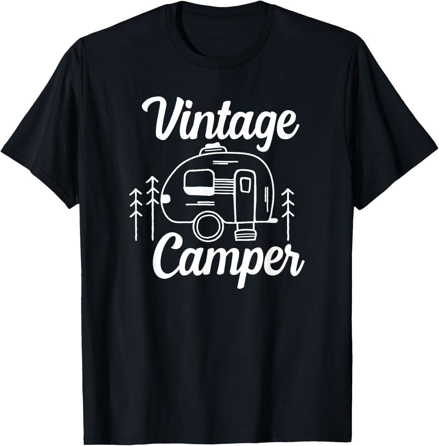 Vintage Camper - Funny Old People Design - Camping Theme T-Shirt - T-Shirt | Black