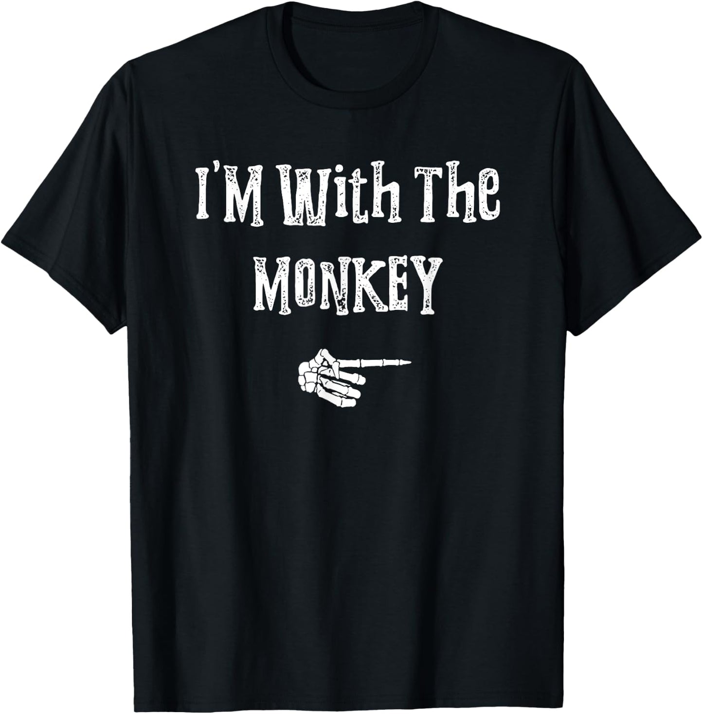 I'm With Monkey Halloween Costume Funny Couples Matching T-Shirt - T-Shirt | Black