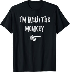 I'm With Monkey Halloween Costume Funny Couples Matching T-Shirt - T-Shirt | Black