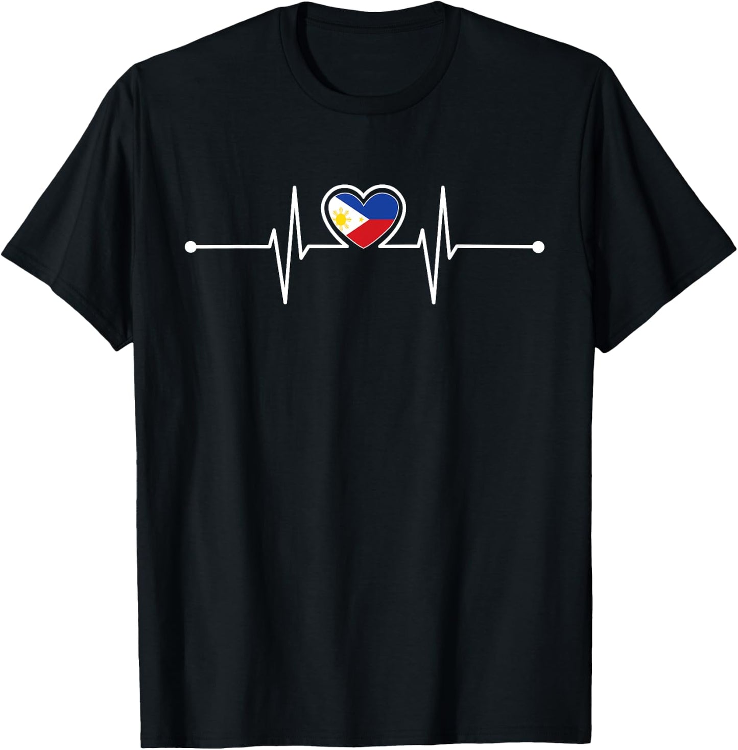 Philippines Heartbeat Philippine Flag Design Pinoy Pride T-Shirt - T-Shirt | Black