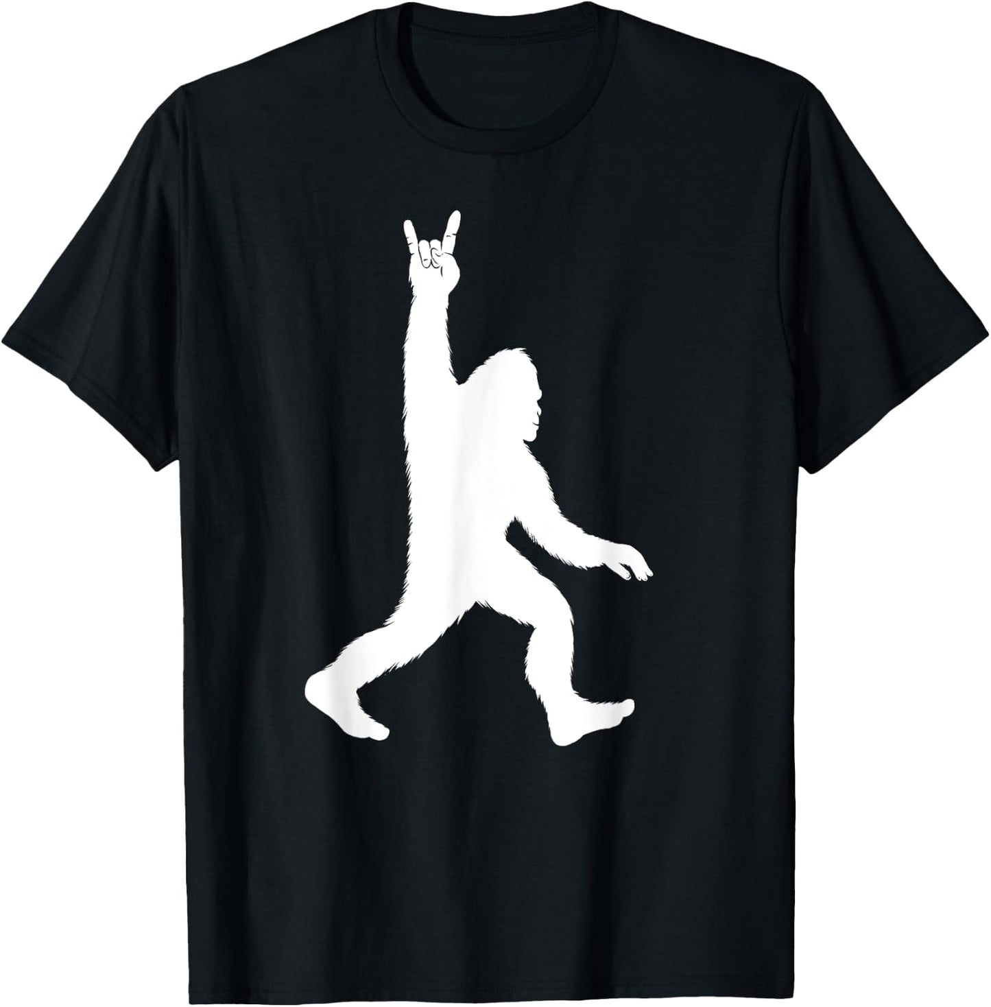 Funny Bigfoot Rock & Roll Sasquatch Believers Gift Men Women T-Shirt - T-Shirt | Black