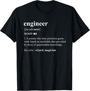 Engineer Definition Funny Engineering Mechanical Civil Gift T-Shirt - T-Shirt | Black