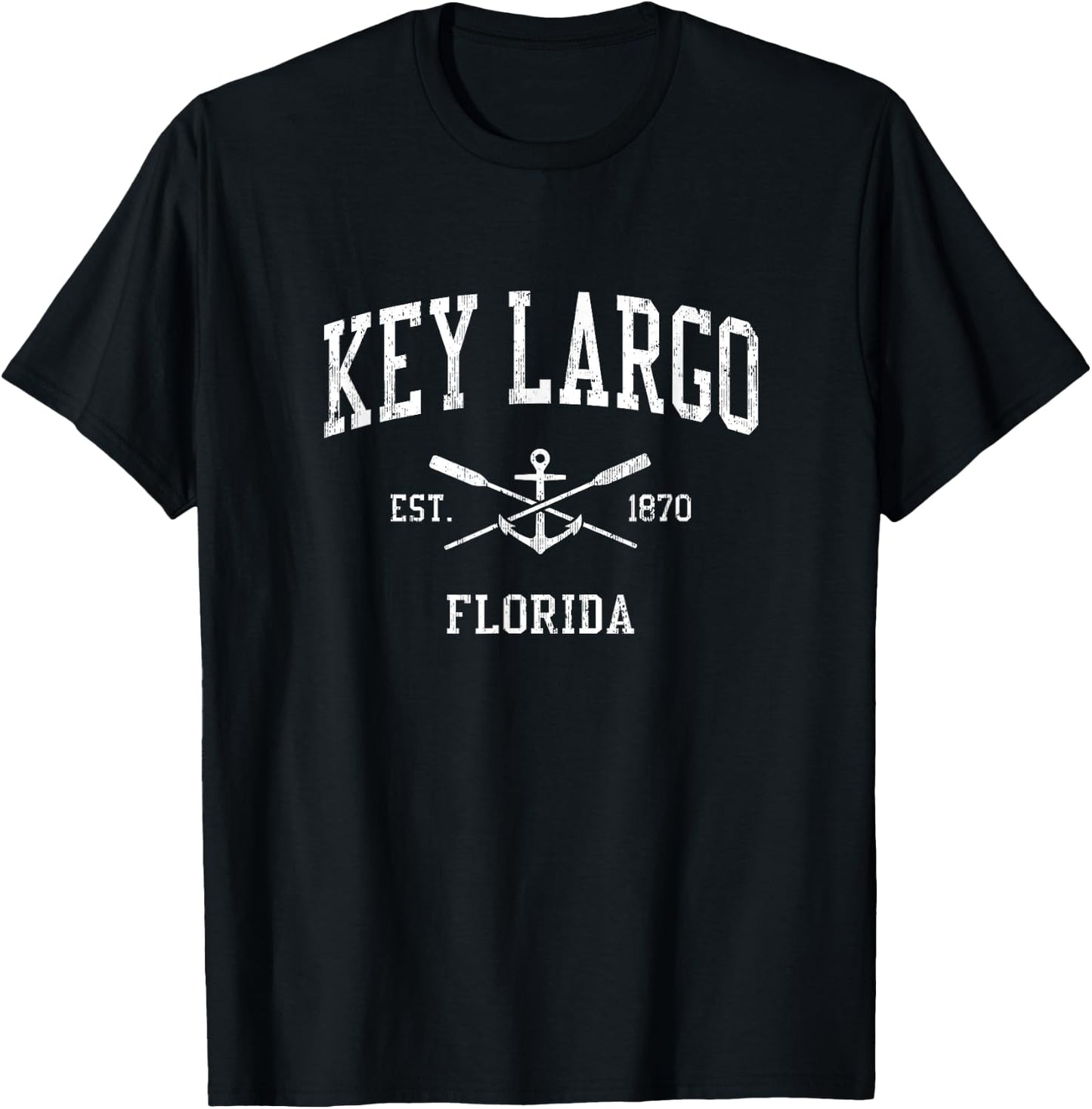 Key Largo FL Vintage Crossed Oars & Boat Anchor Sports T-Shirt - T-Shirt | Black