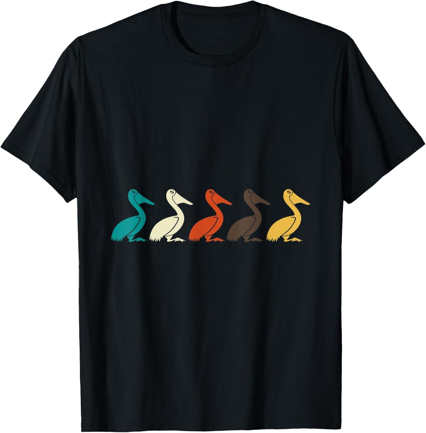 Retro Animals Pelican T-Shirt - T-Shirt | Black
