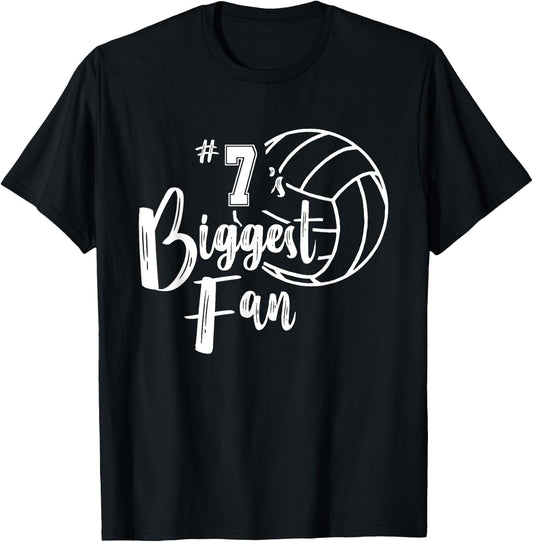 Seven 7 Biggest Fan Shirt Volleyball Mom Volleyball Dad T-Shirt - T-Shirt | Black