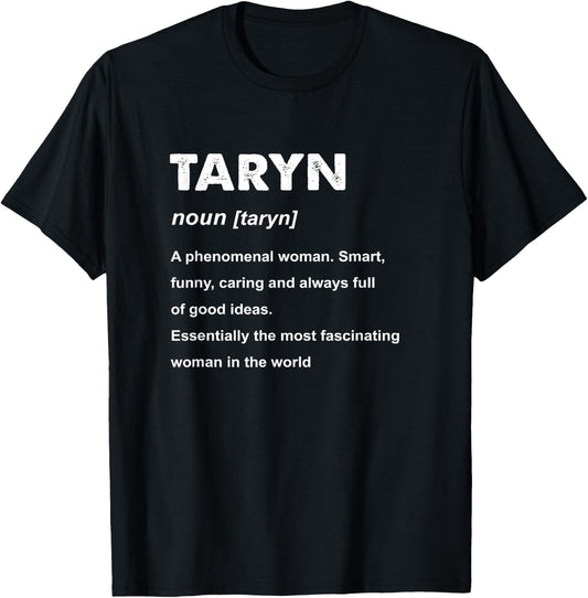 Taryn Name Shirts & Gifts Taryn Name Definition Women's Black Small Classic Fit Cotton Blend Short Sleeve Personalized Name T-Shirt - T-Shirt | Black