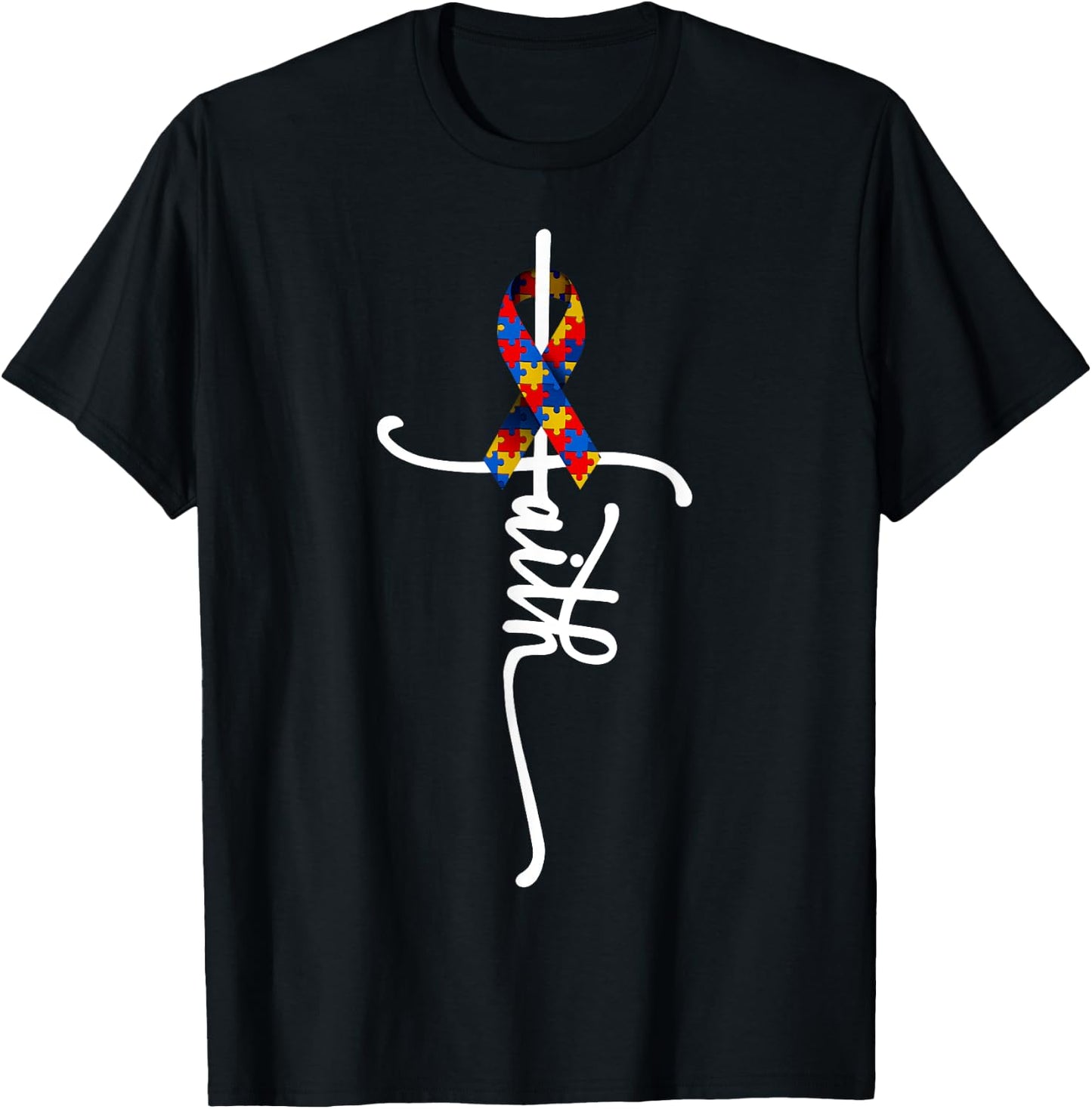Autism Faith Cross Autism Autistic Gifts Autism Awareness T-Shirt - T-Shirt | Black