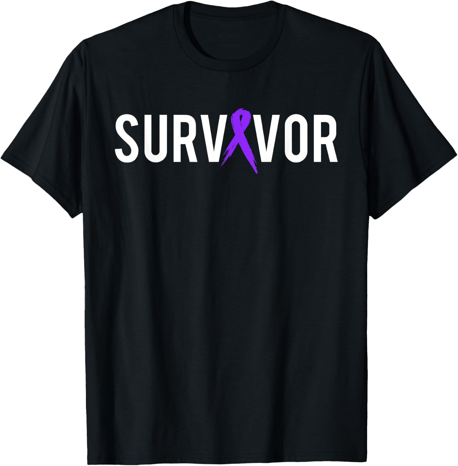 Pancreatic Cancer Survivor Design Gift With Support Ribbon T-Shirt - T-Shirt | Black
