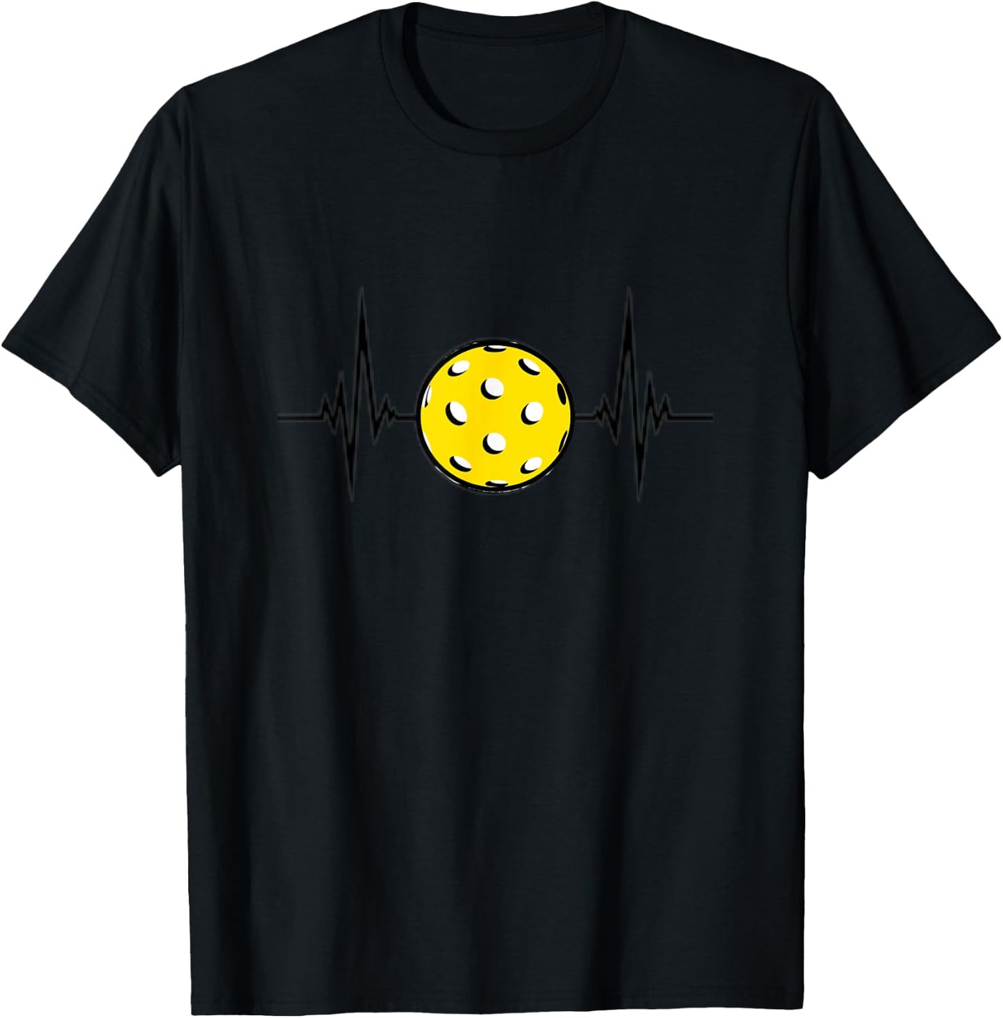 Pickleball is life - heartbeat with Pickleball - funny T-Shirt - T-Shirt | Black