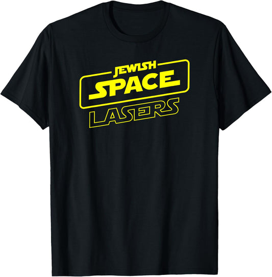 Jewish Space Lasers in Yellow Text -- Sci-fi Themed Design T-Shirt - T-Shirt | Black