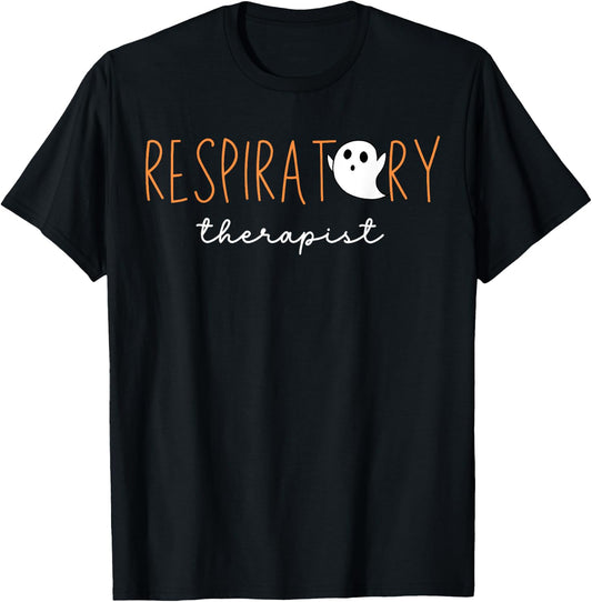 Respiratory Therapist Cute Ghost Funny RT Halloween Costume T-Shirt - T-Shirt | Black
