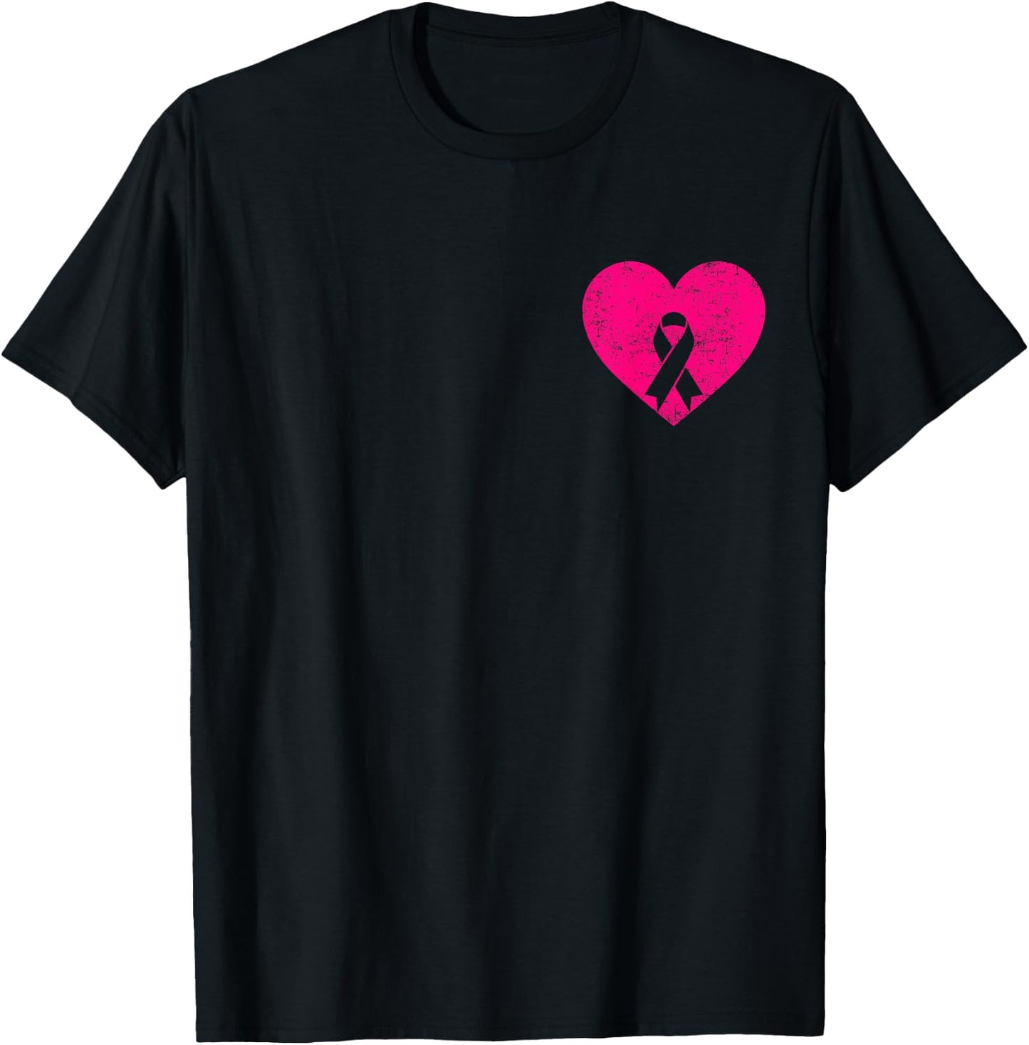 Heart Pink Breast Cancer Awareness Women Warrior T-Shirt - T-Shirt | Black