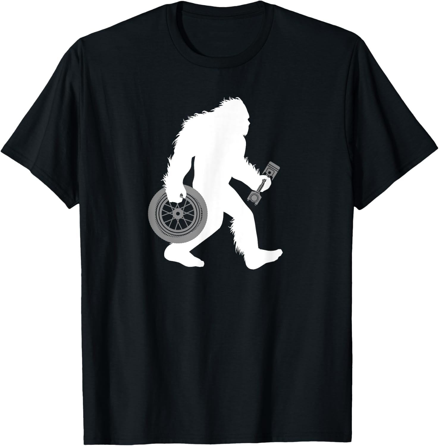 Bigfoot Car Mechanic Sasquatch Tire Technician Cryptid T-Shirt - T-Shirt | Black